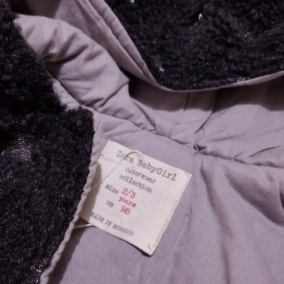 Zara | black & silver cozy Jacket 2/3Y - Picture 3 of 7